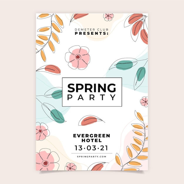 Free vector spring party flyer template