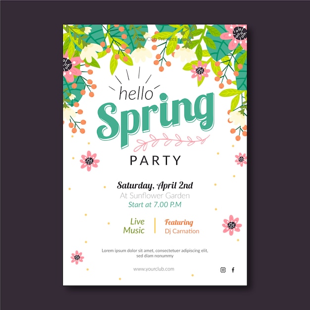 Spring party poster template