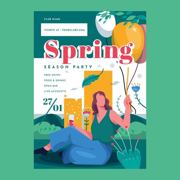 Spring party poster template