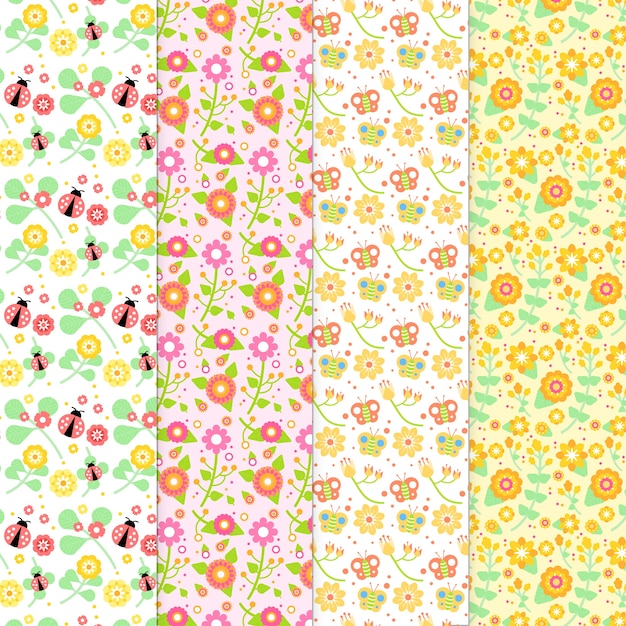 Spring pattern collection in flat design