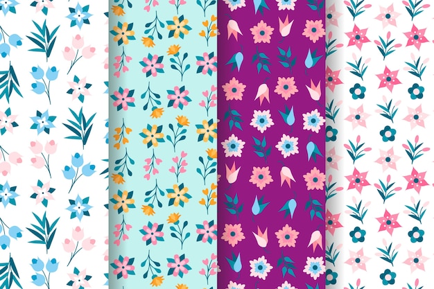 Spring pattern collection in flat design