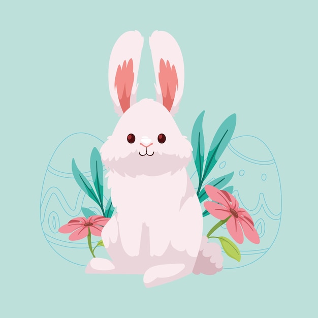 Spring rabbit with flowers