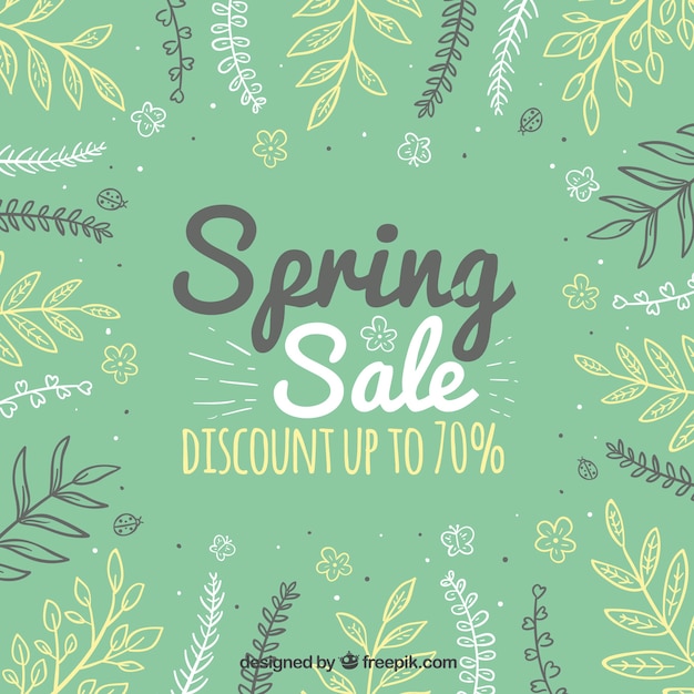 Spring sale background with leaves