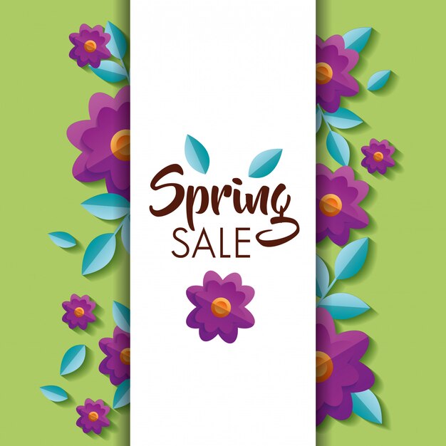 Spring sale banner with flowers