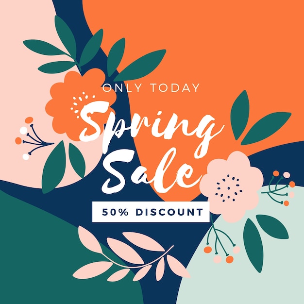 Spring sale in flat design