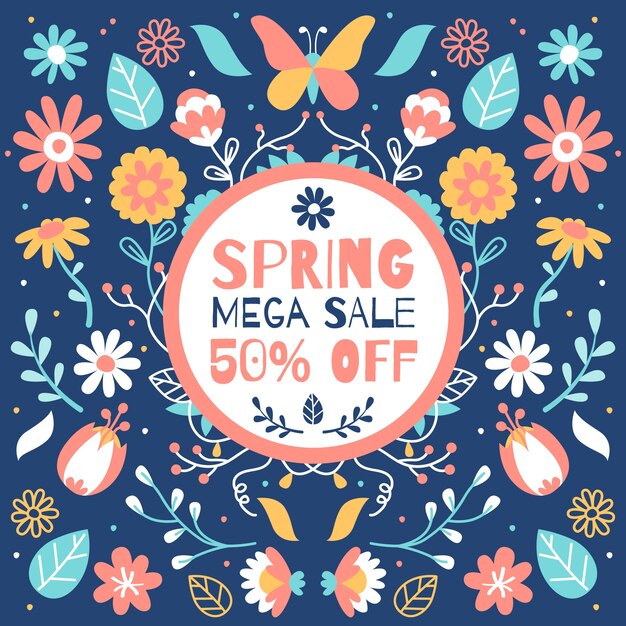 Spring sale in flat design