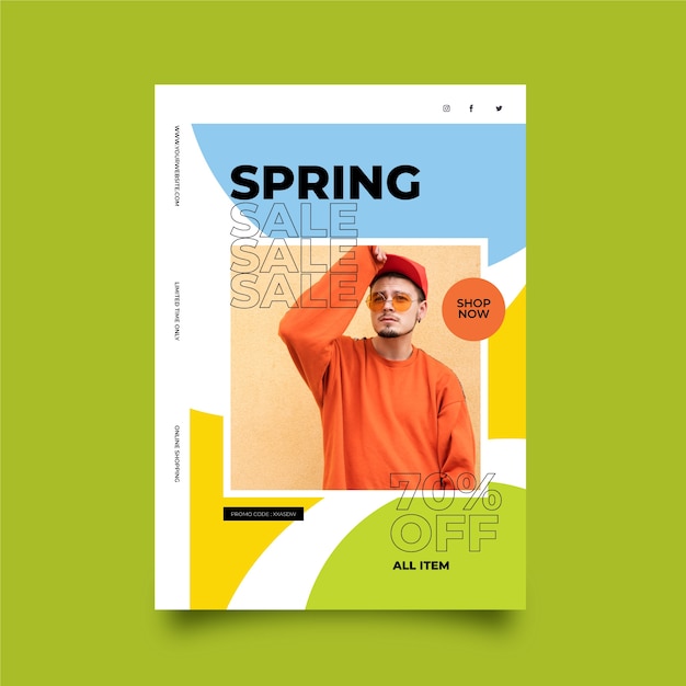 Spring sale flyer template with picture