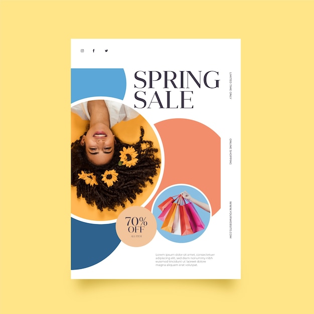 Spring sale flyer with image template