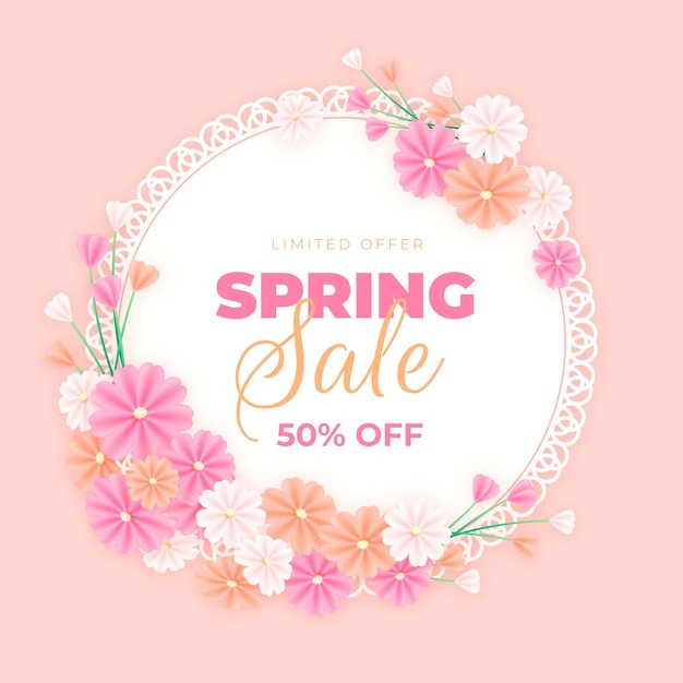 Spring sale in realistic design