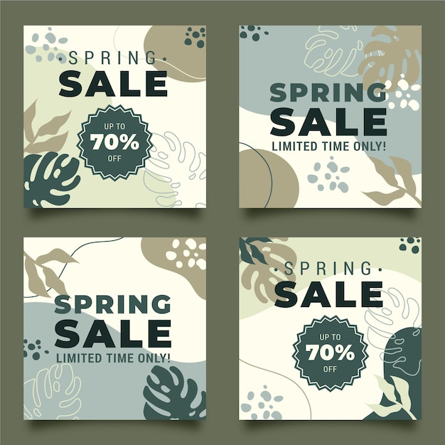 Spring sale social media posts template