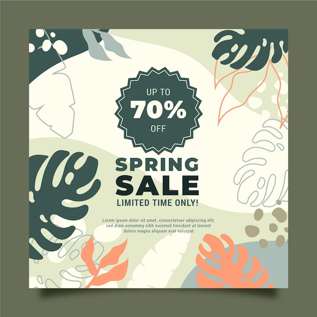 Spring sale square flyer template