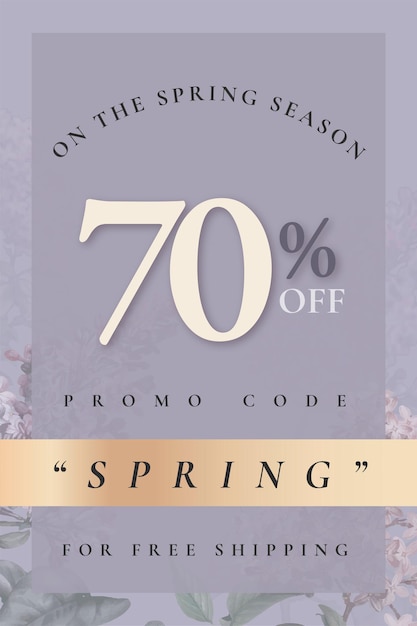 Free Vector spring sale template  for 70% off promo code