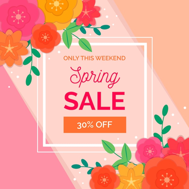 Spring sale with beautiful flowers