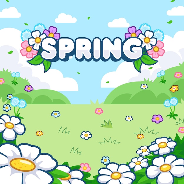 Spring Season Background Cartoon Vector Icon Illustration Nature Object Icon Isolated Flat Vector