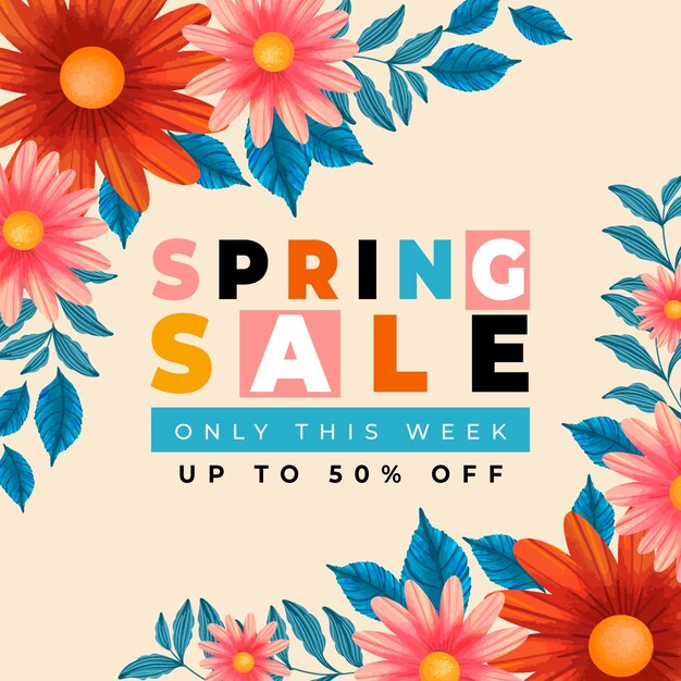 Spring season sale with gerbera flowers