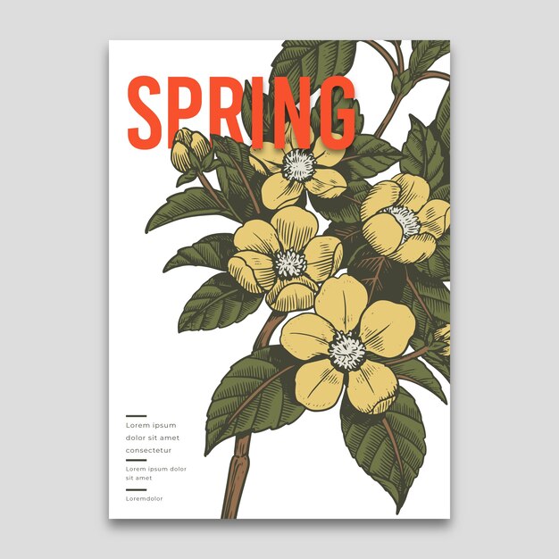 Spring template with flowers