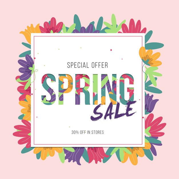 Springtime sales flat design frame