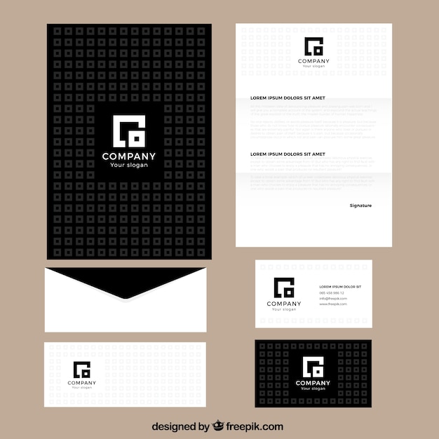 Free Vector square busines stationery 