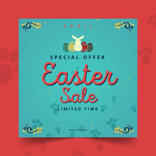 Free Vector square easter sale flyer template