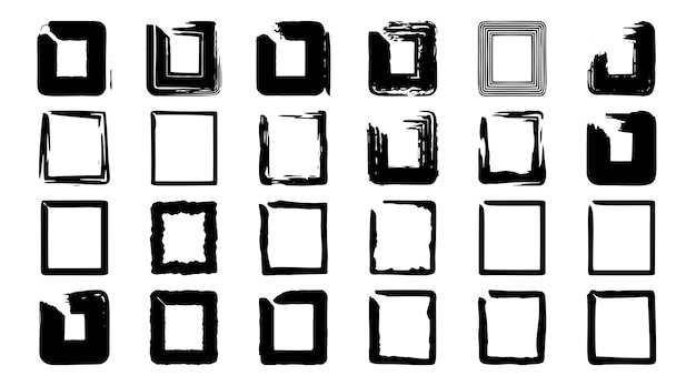 Square element doodle hand drawn brush vector illustration