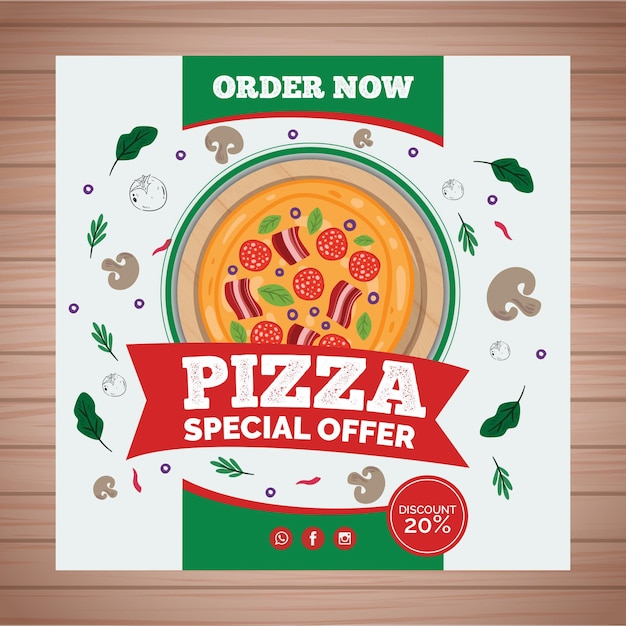 Square flyer for pizza restaurant