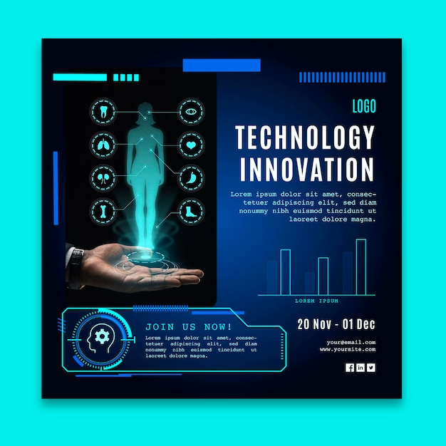 Free Vector square flyer template with futuristic technology