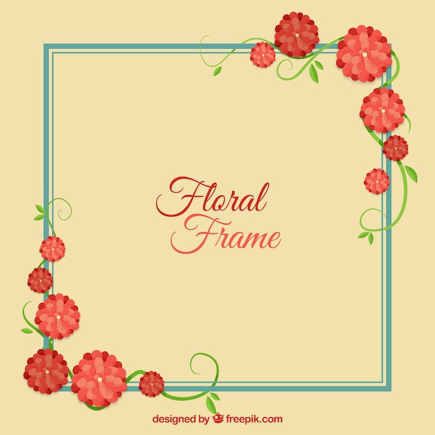 Free Vector square frame with floral details