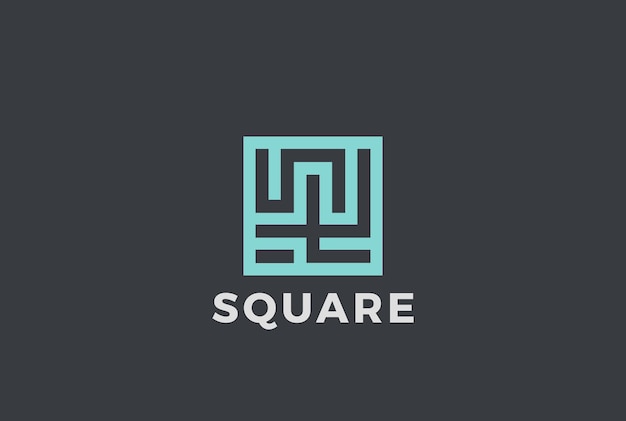 Free Vector square maze labyrinth abstract logo. linear style.