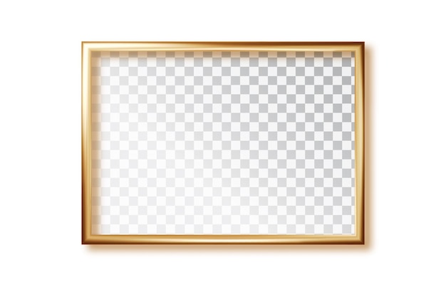 Square shiny gold frames realistic Gold color luxury realistic rectangle border with shadows isolated on transparent background