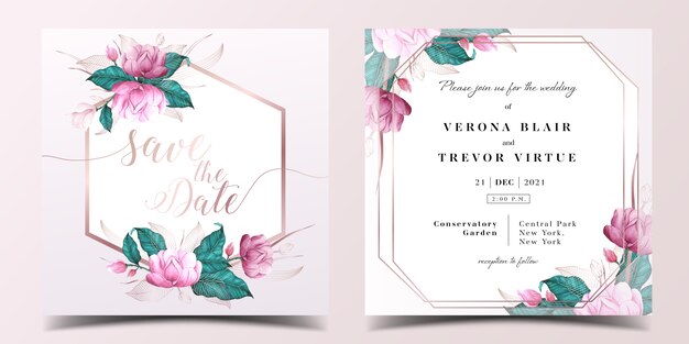 Square wedding invitation card