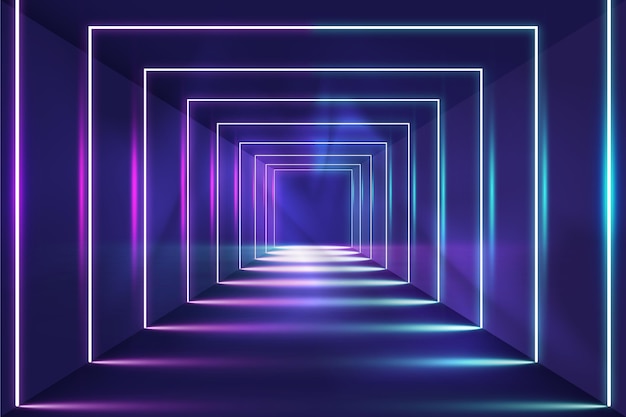 Squares abstract neon lights background