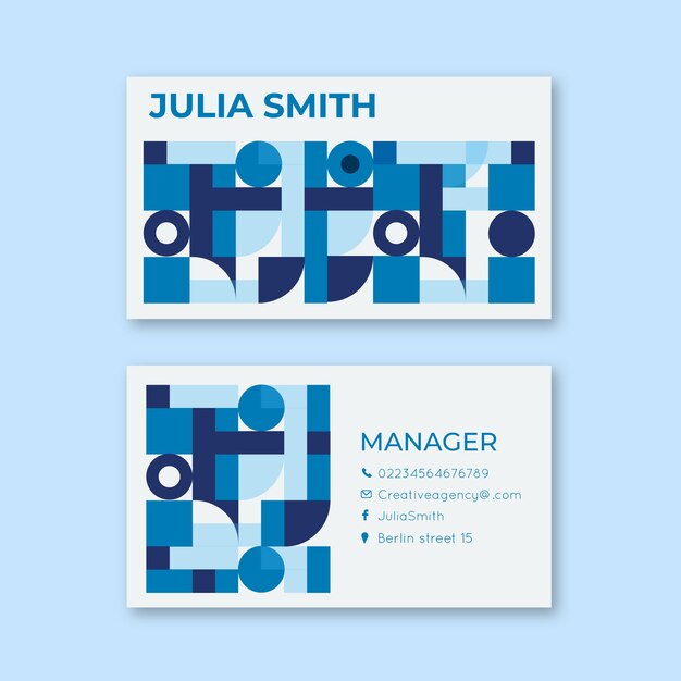 Squares and circles abstract business card template