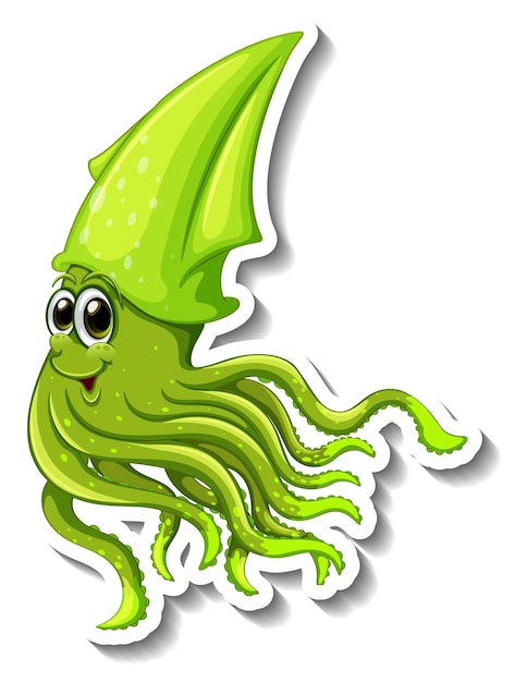 Squid sea animal cartoon sticker