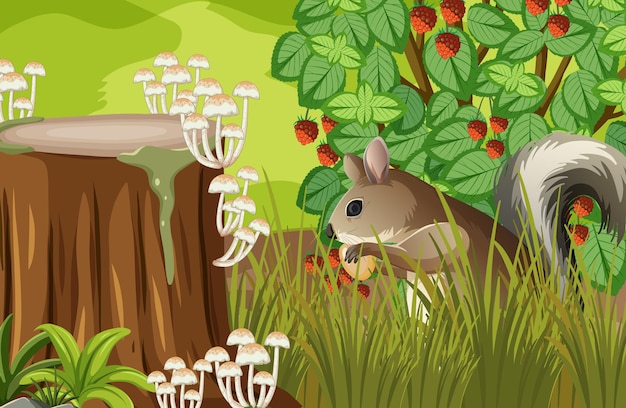 Free Vector squirrel hidden in the forest