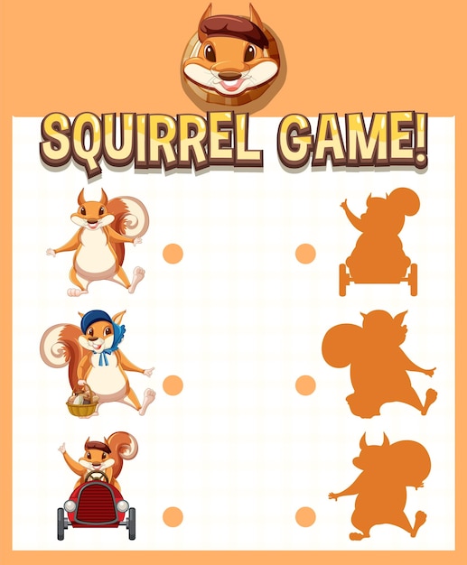 Free vector a squirrel matching game worksheet for children