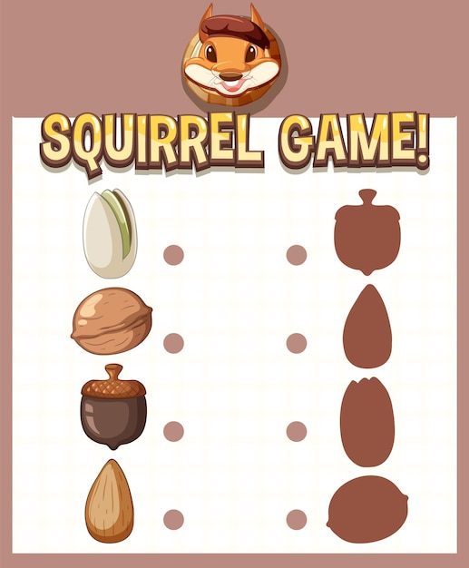 Free Vector a squirrel matching game worksheet for children