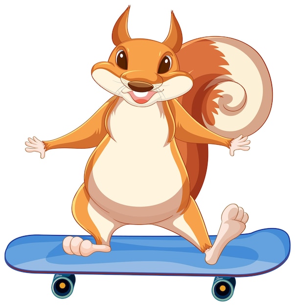 Free Vector squirrel standing on skateboard