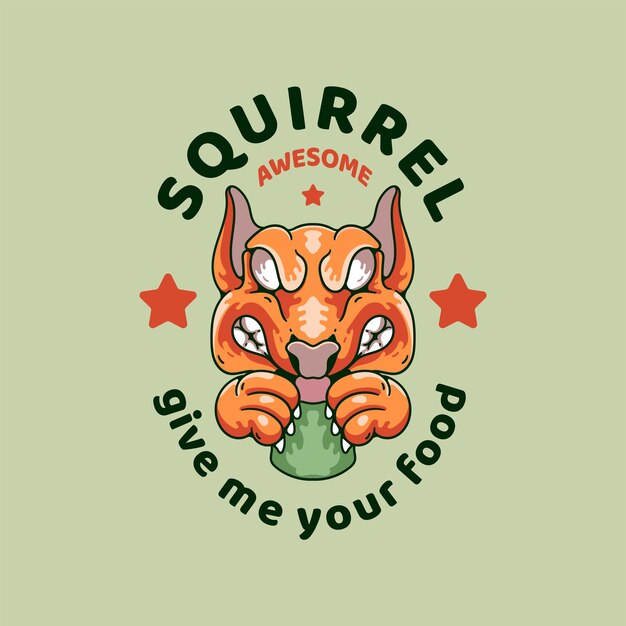 Squirrel With Skull Illustration Retro style for t-shirt design