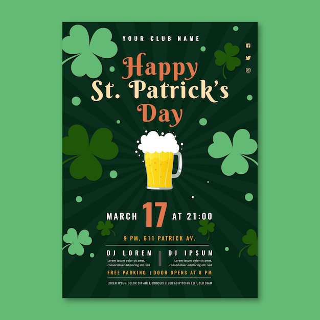 Free Vector st. patrick day flyer