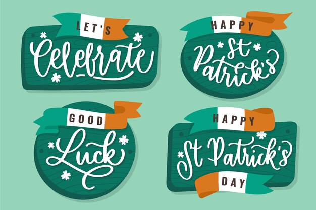 Free Vector st patrick day label collection