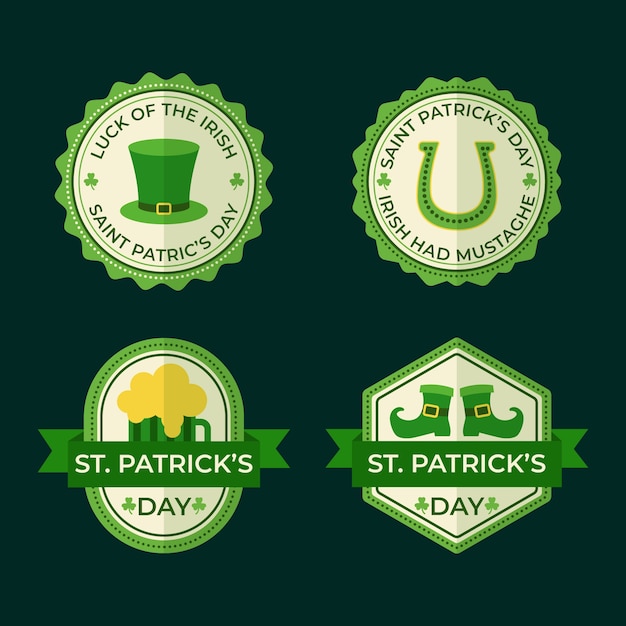 St. patrick's day badge collection in flat design