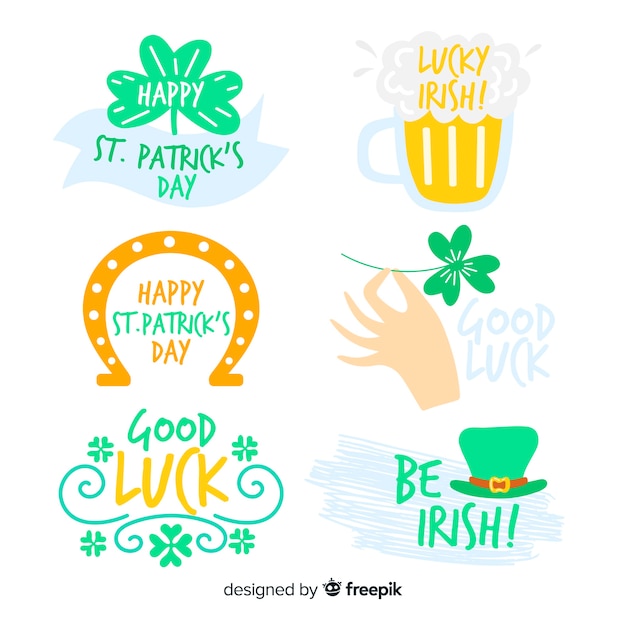 Free Vector st. patrick's day badge collection