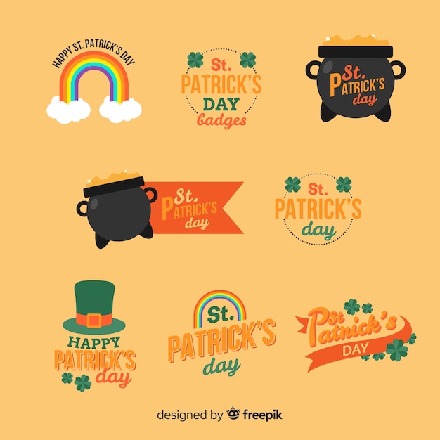 Free Vector st. patrick's day badge collection