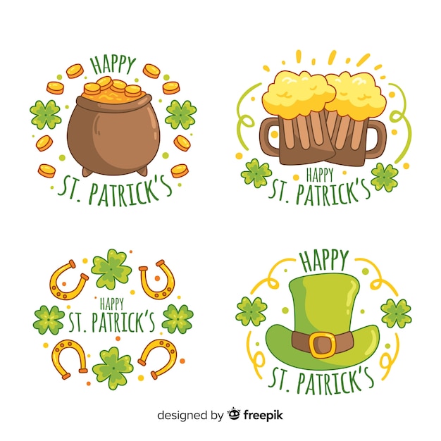 Free Vector st. patrick's day badge collection