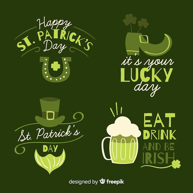 Free Vector st. patrick's day badge collection