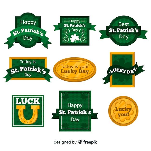 Free Vector st. patrick's day badge collection