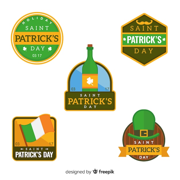 Free Vector st. patrick's day badge collection