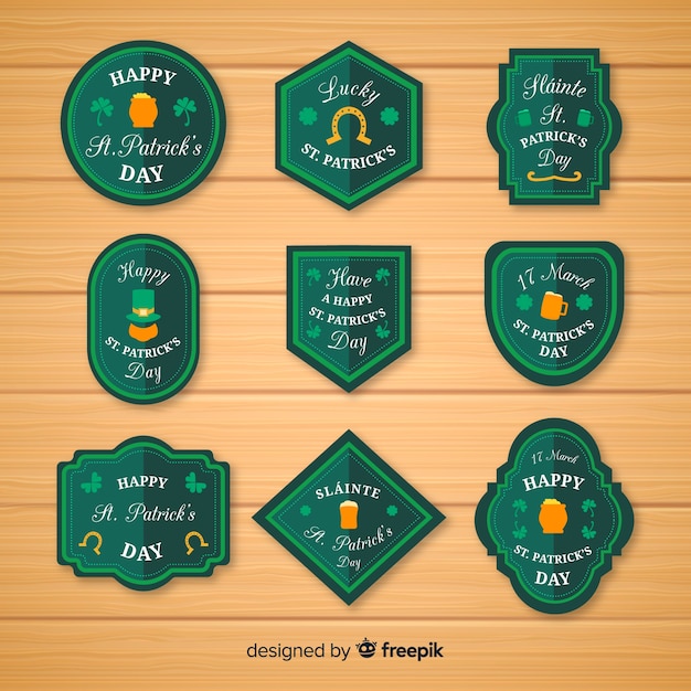 Free Vector st. patrick's day badge collection