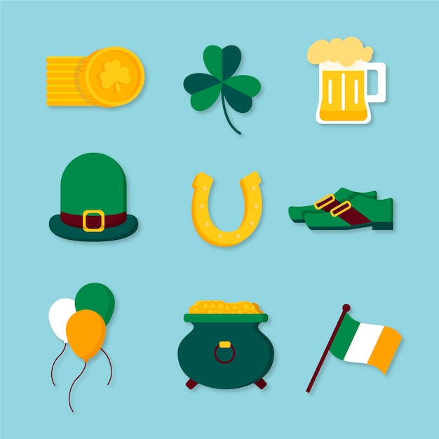 St. patrick's day element collection in flat design