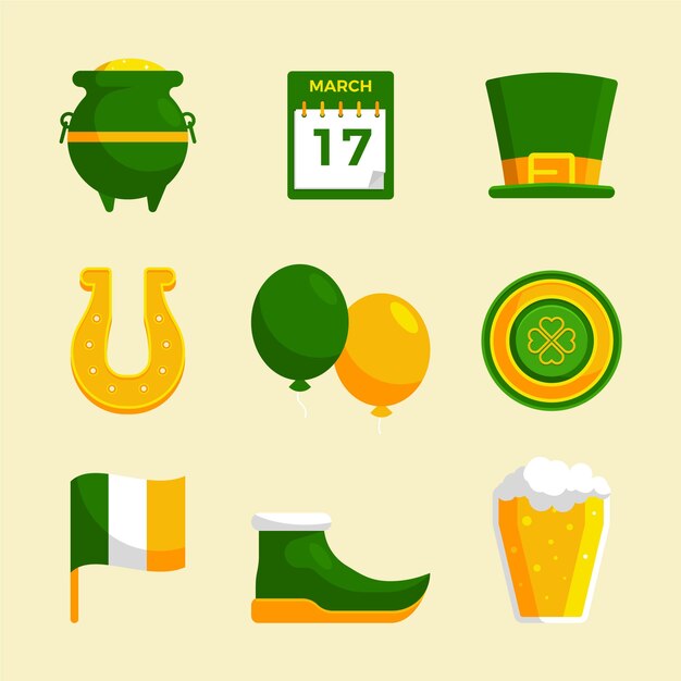 St. patrick's day element collection in flat design